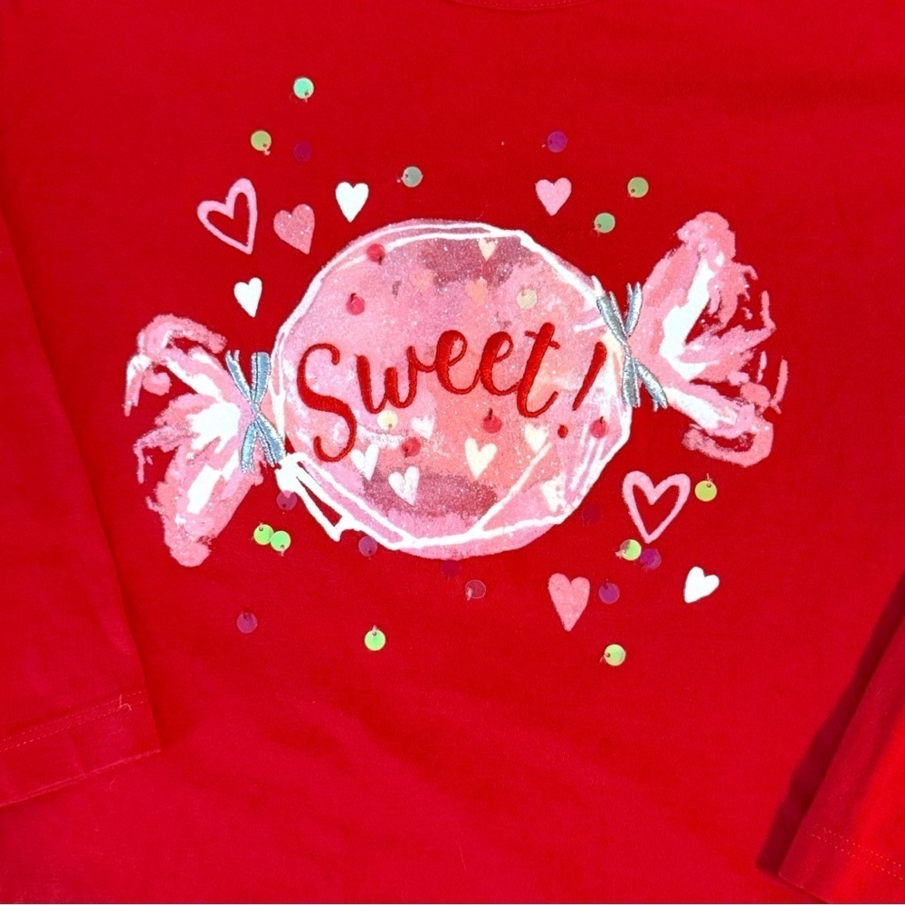 Gymboree “Sweet!” Candy Heart Long Sleeve Tee Size 6 - Picture 2 of 5